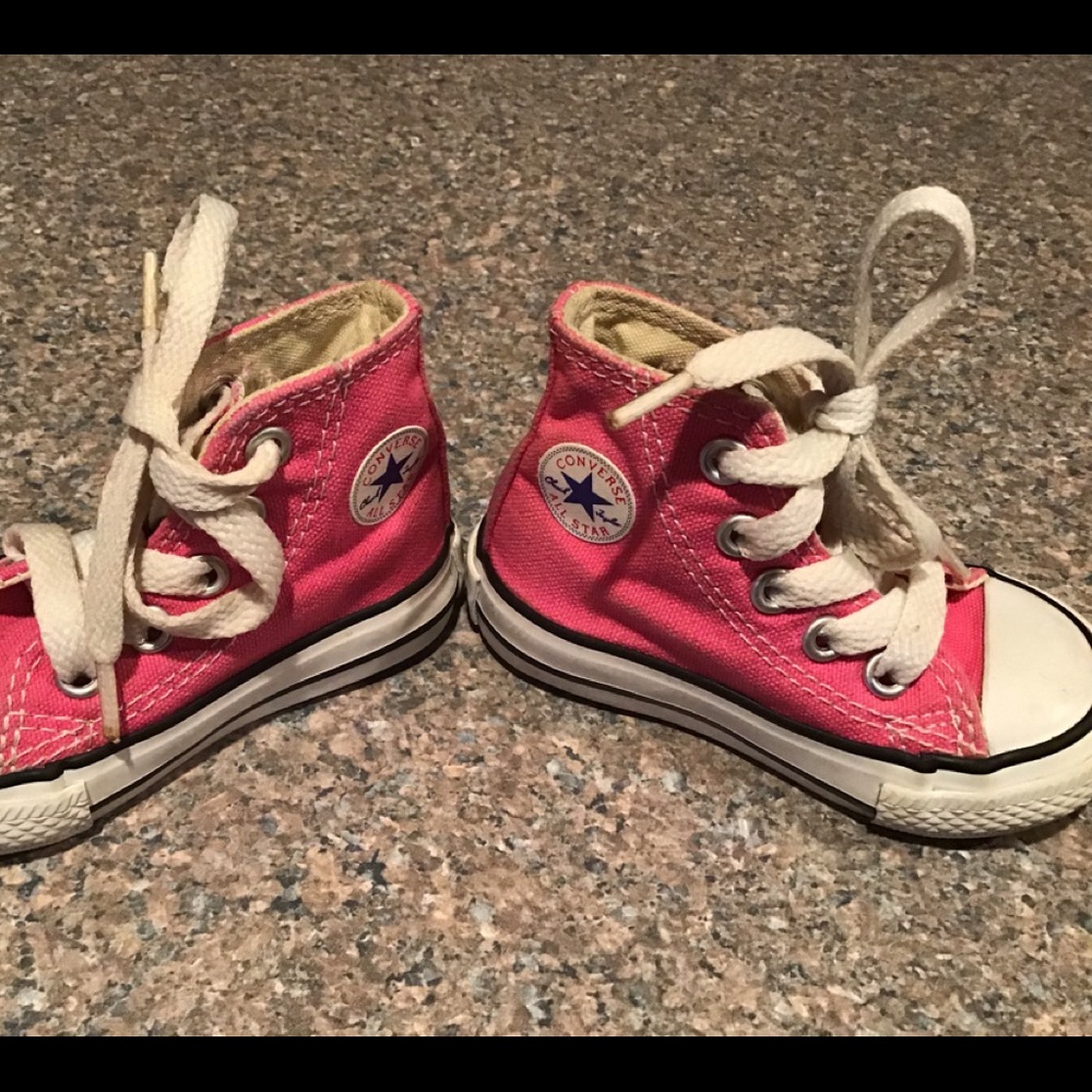 Pink Converse high top sneakers size 3